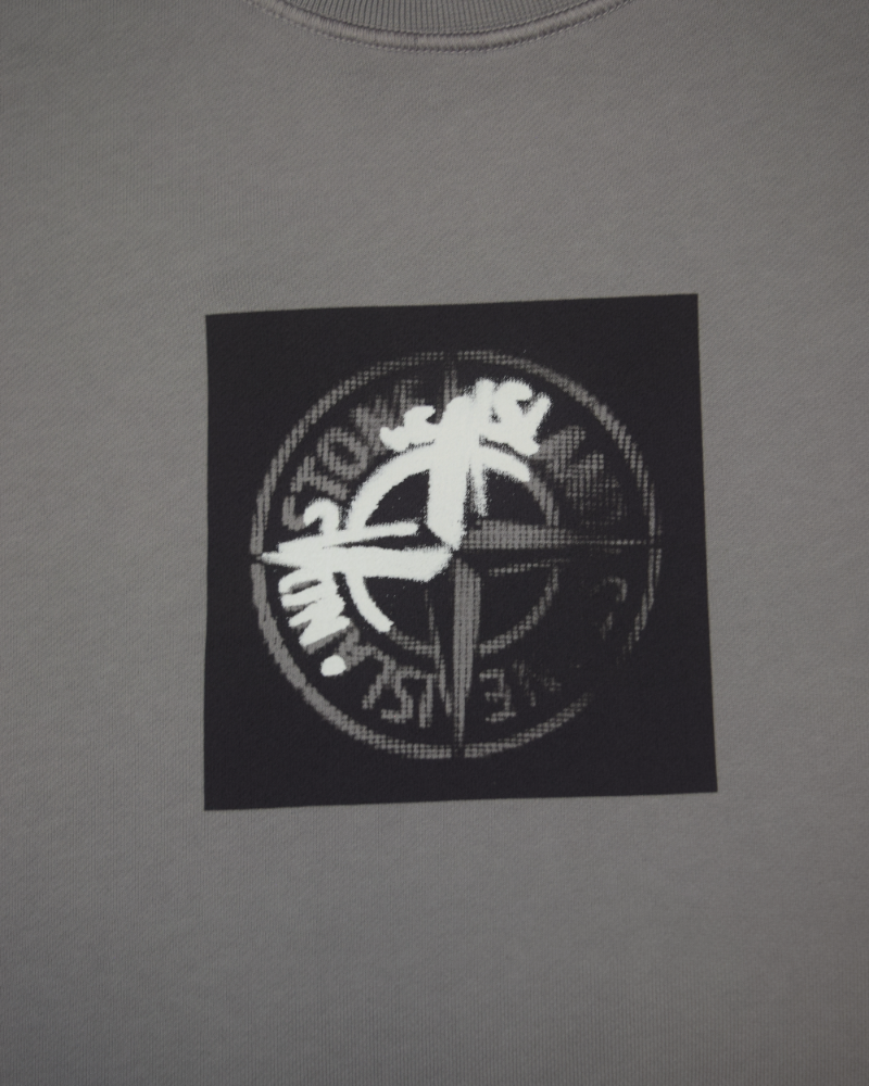Stone Island Front Print Crewneck Light blue detail view
