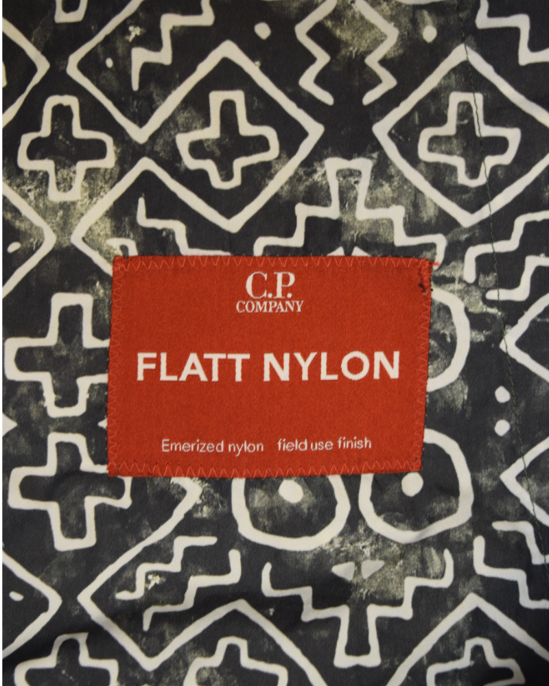 C.P Company Flat Nylon Goggle Jacket Drak Green detail view