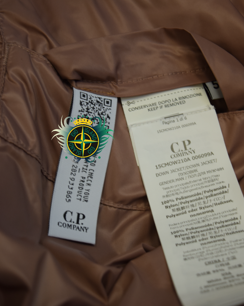C.P. Company DD Shell Down Jacket Brown detail view