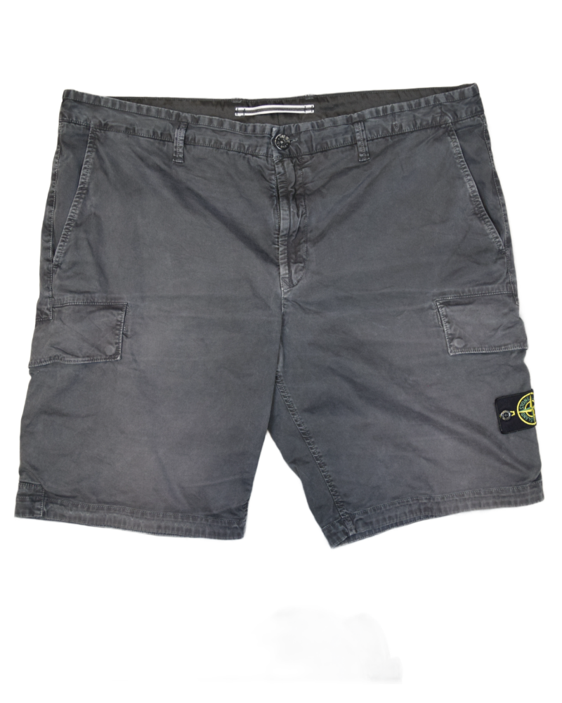 Stone island Old Treatment Cargo shorts grey front view