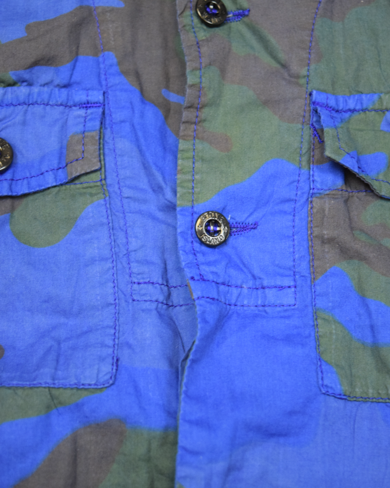 Stone island Camo short sleeved shirt Junior blue/green detail view