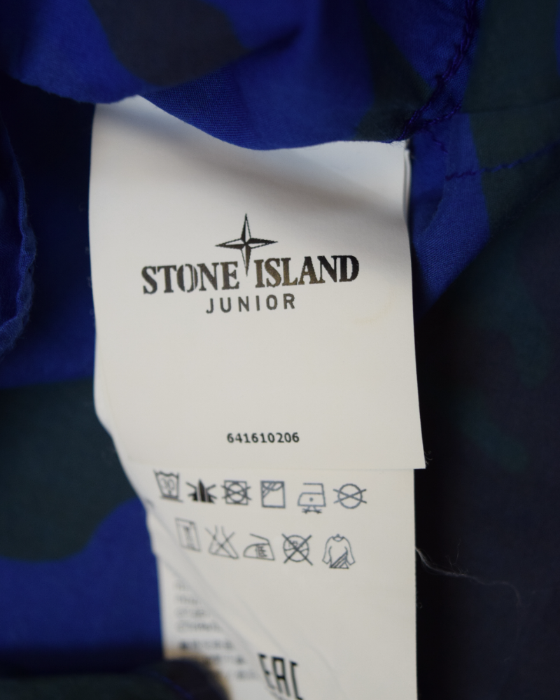 Stone island Camo short sleeved shirt Junior blue/green detail view