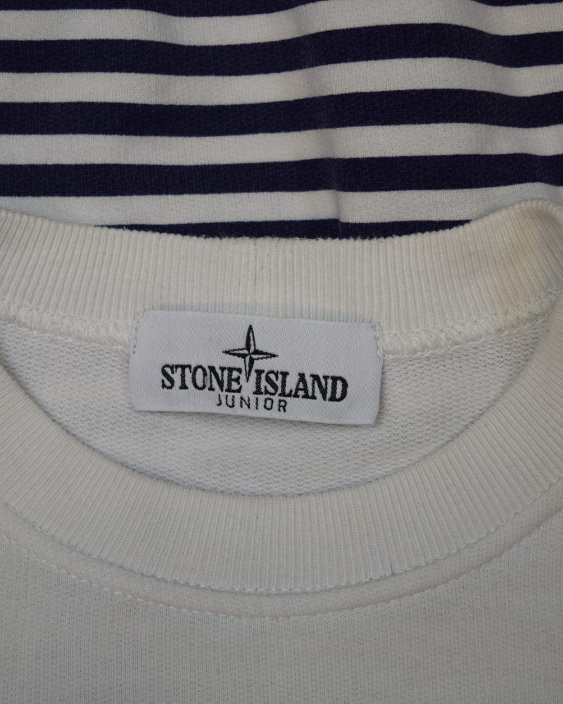 Stone island striped crewneck No Badge white/blue detail view