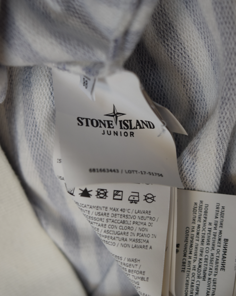 Stone island striped crewneck No Badge white/blue detail view