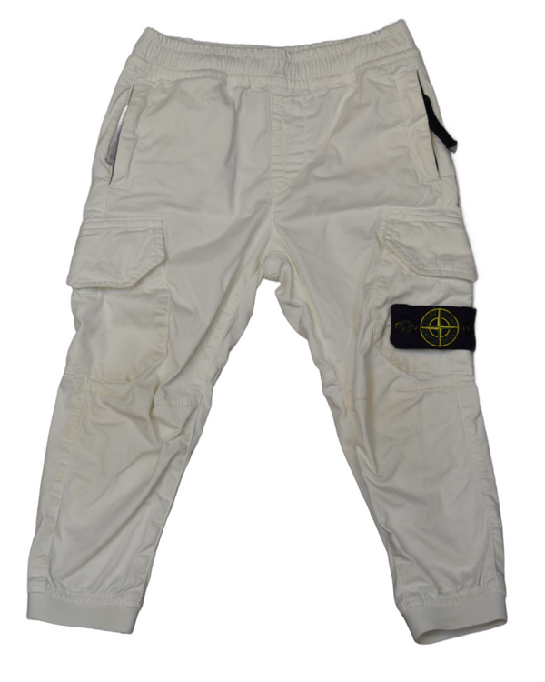 stone island cuffed cargos junior white front view