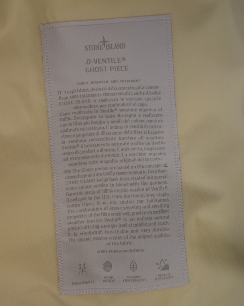 Stone Island O-Ventile Ghost Piece Jacket Cream detail view