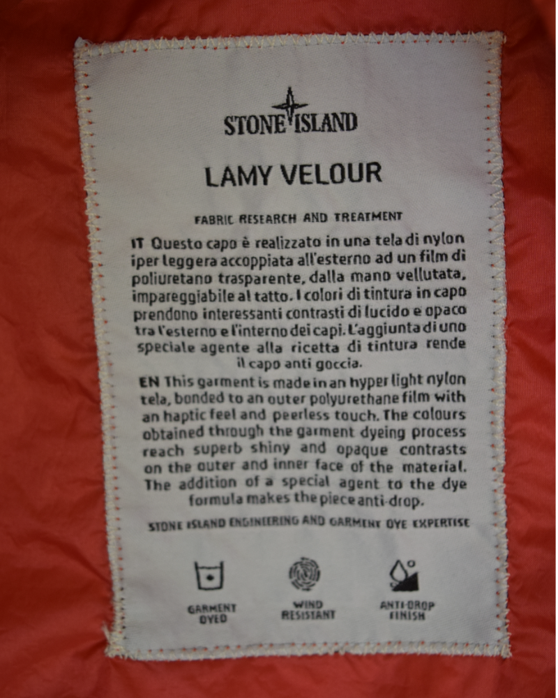 Stone Island Lamy Velour Jacket Red detail view