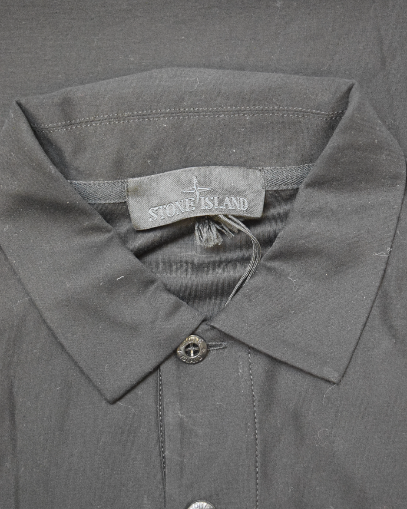 Stone Island Ghost Piece Long Sleeve Polo Shirt Black detail view