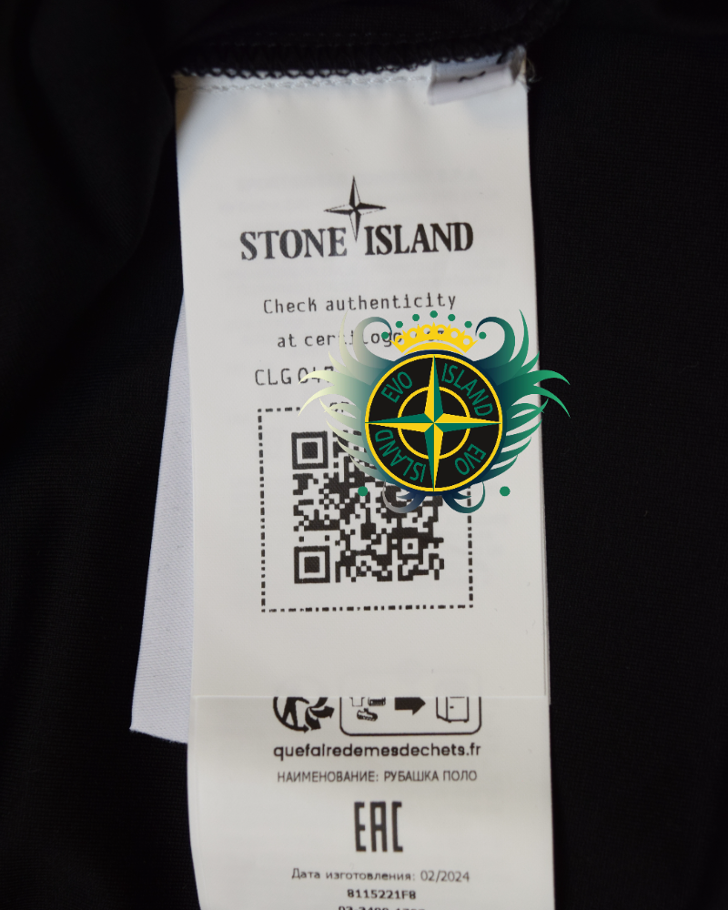 Stone Island Ghost Piece Long Sleeve Polo Shirt Black detail view
