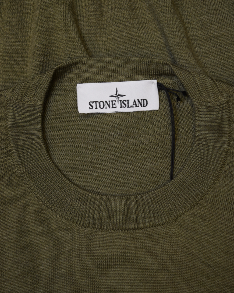 Stone Island Lightweight Knit Crewneck Green detail view