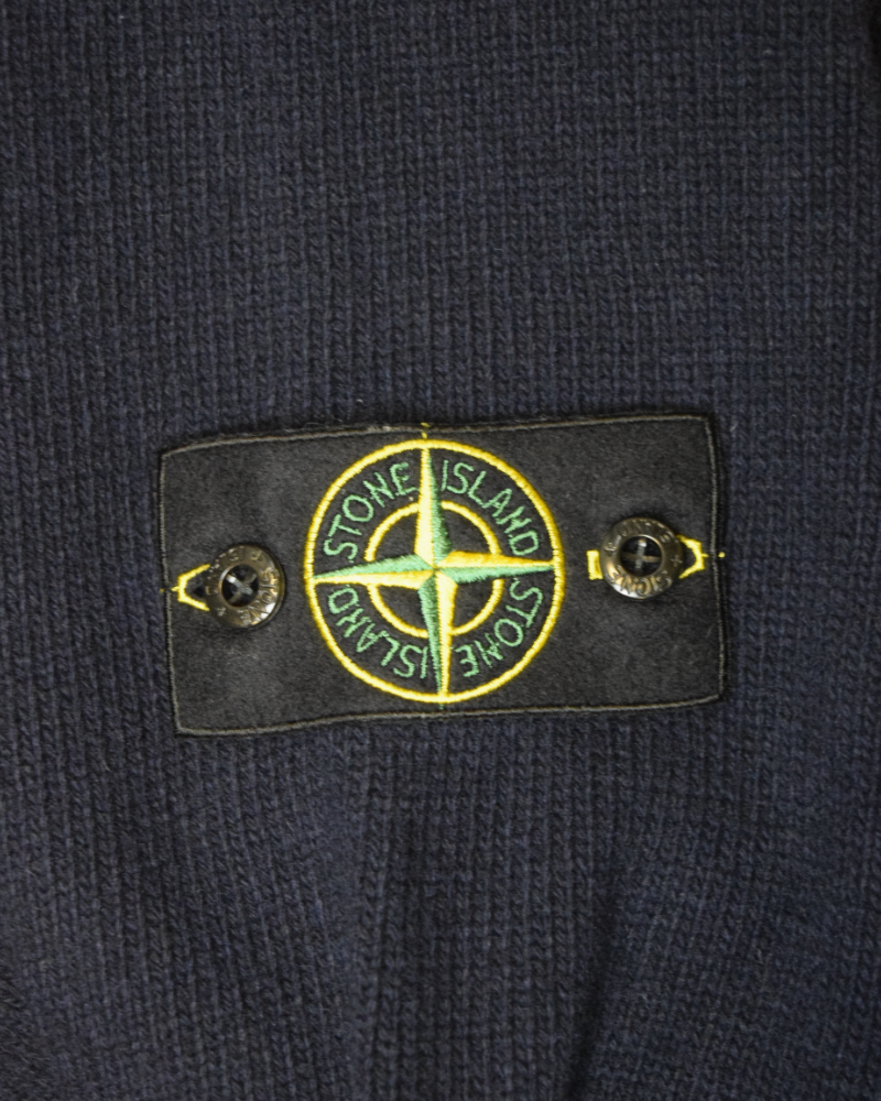 Stone Island Mock Heavy Knit Button up Navy detail view