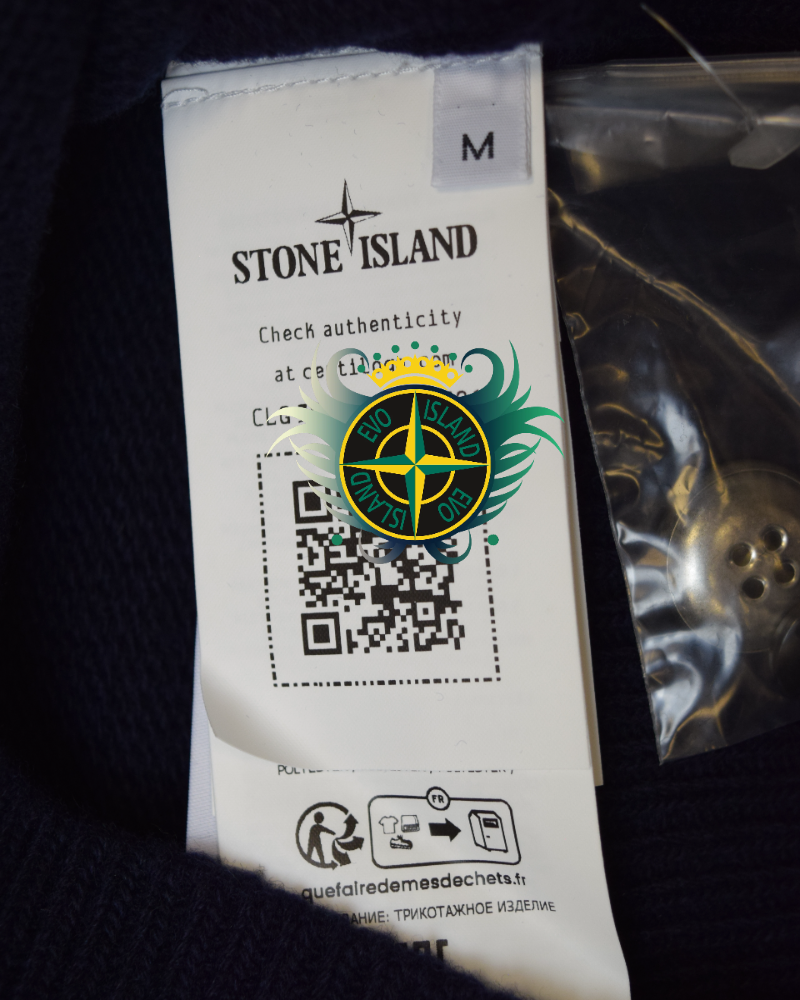 Stone Island Mock Heavy Knit Button up Navy detail view