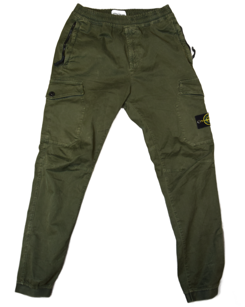 Stone Island Cuffed Cargos Green front view