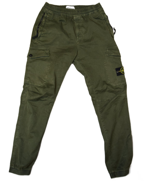Stone Island Cuffed Cargos Green front view