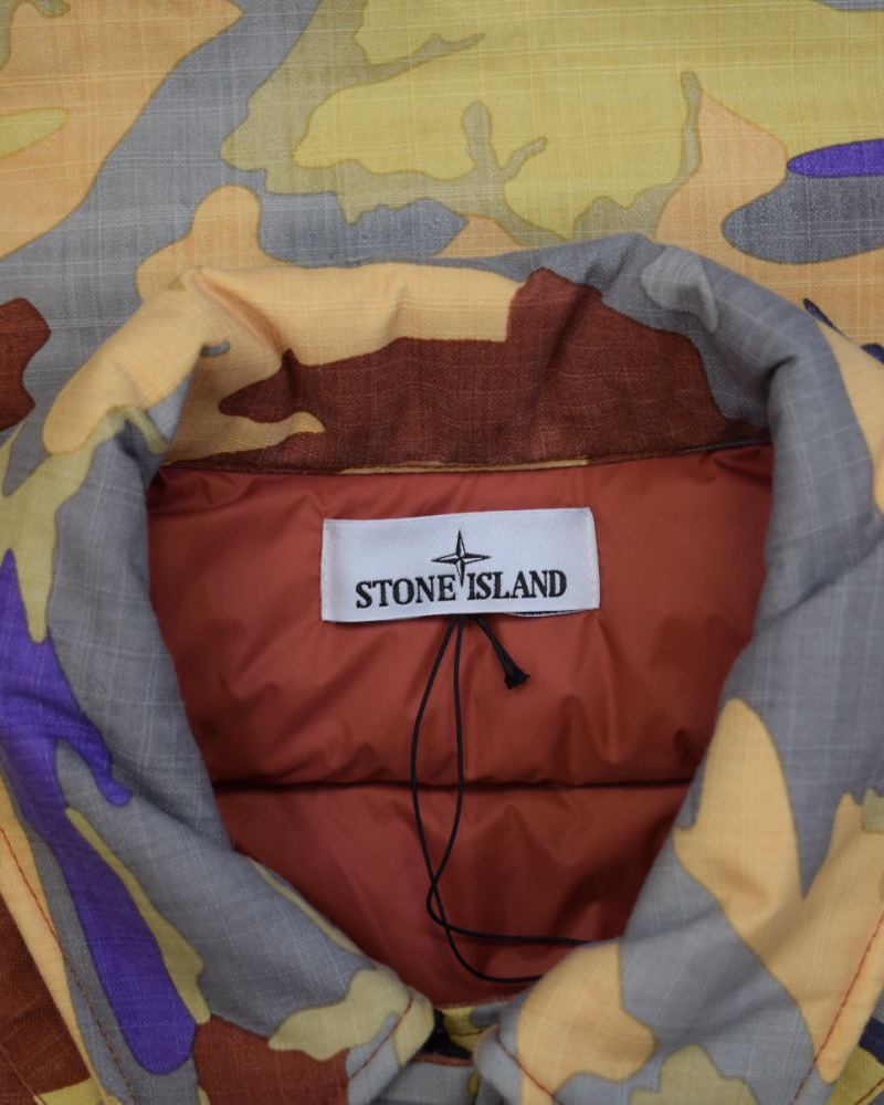 Stone Island Heritage Camo Ripstop Nylon Down Jacket Camo detail view