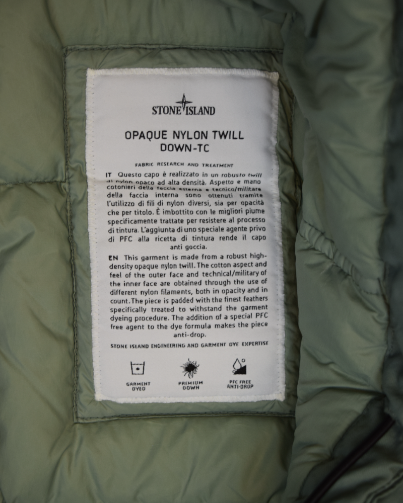 Stone Island Opaque Nylon Twill Down TC Green detail view