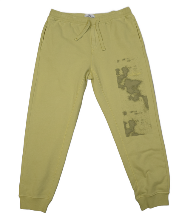 Stone Island Rubber Print Cuffed Joggers Yellow front view