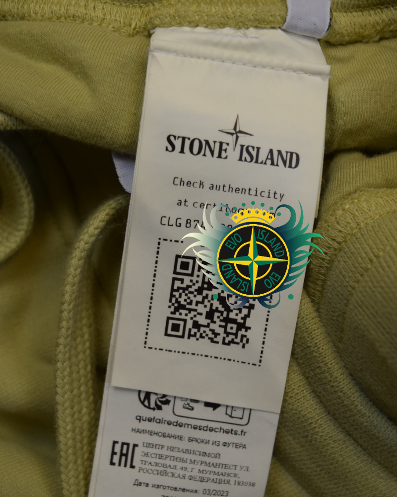Stone Island Rubber Print Cuffed Joggers Yellow detail view