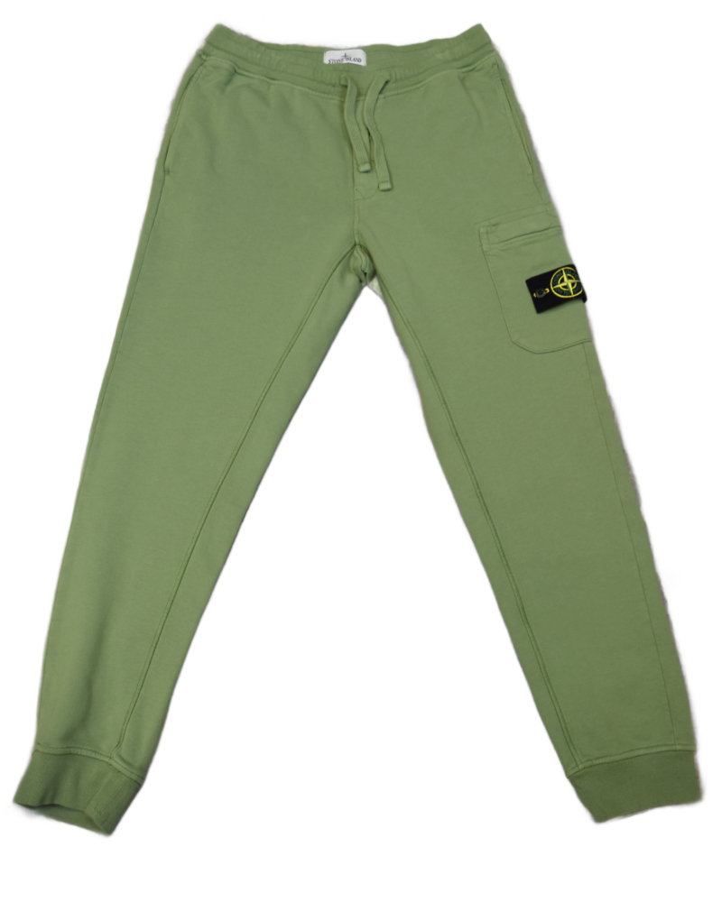 Stone Island Cuffed Joggers Green front view