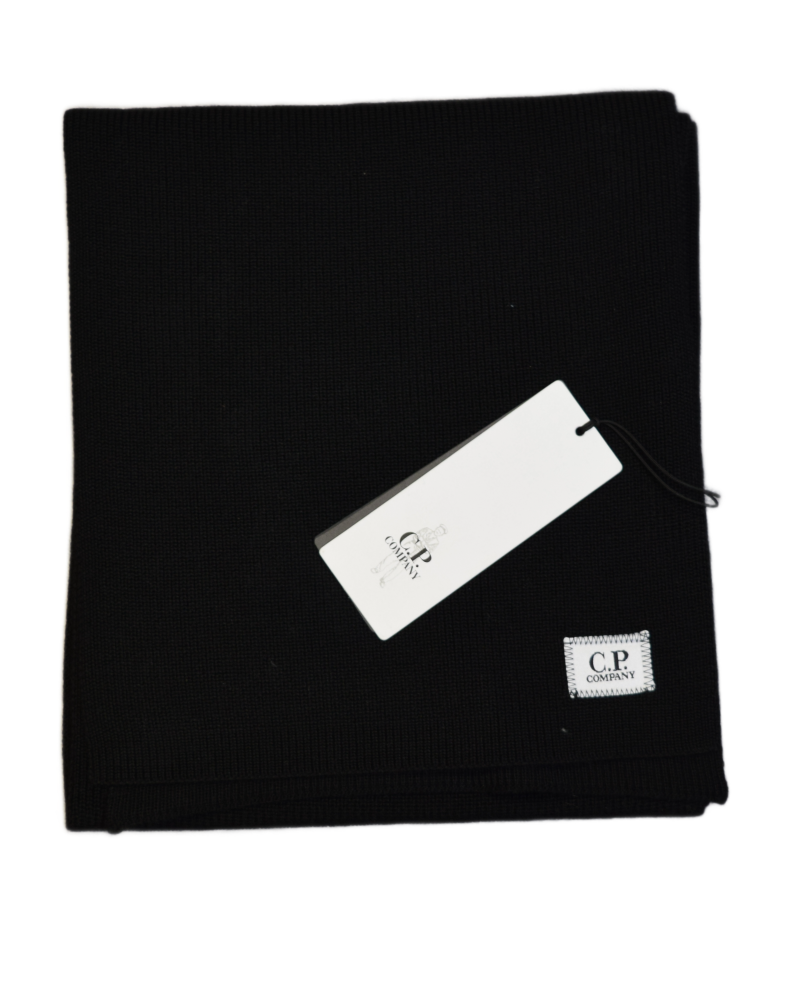 C.P. Company Tight Knit Scarf Black front view
