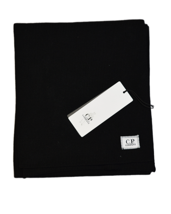 C.P. Company Tight Knit Scarf Black front view