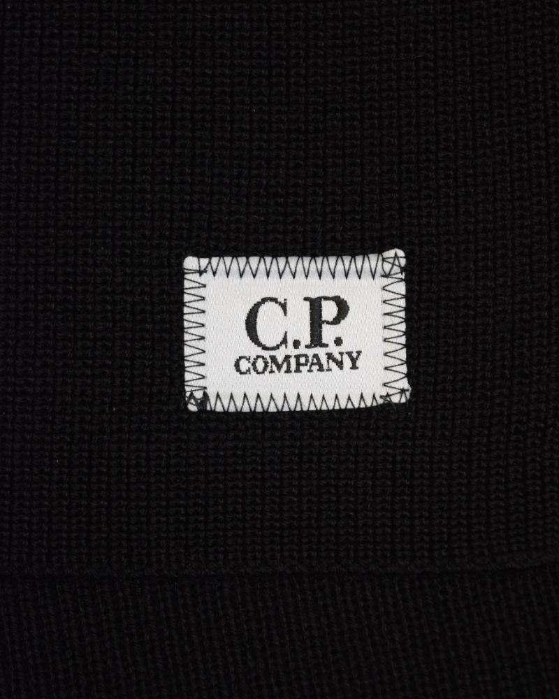 C.P. Company Tight Knit Scarf Black detail view
