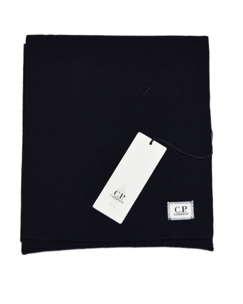 C.P. Company Tight Knit Scarf Navy front view