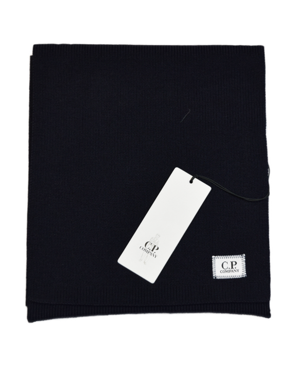 C.P. Company Tight Knit Scarf Navy front view