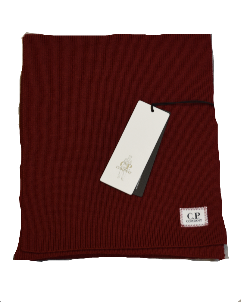 C.P. Company Tight Knit Scarf red front view
