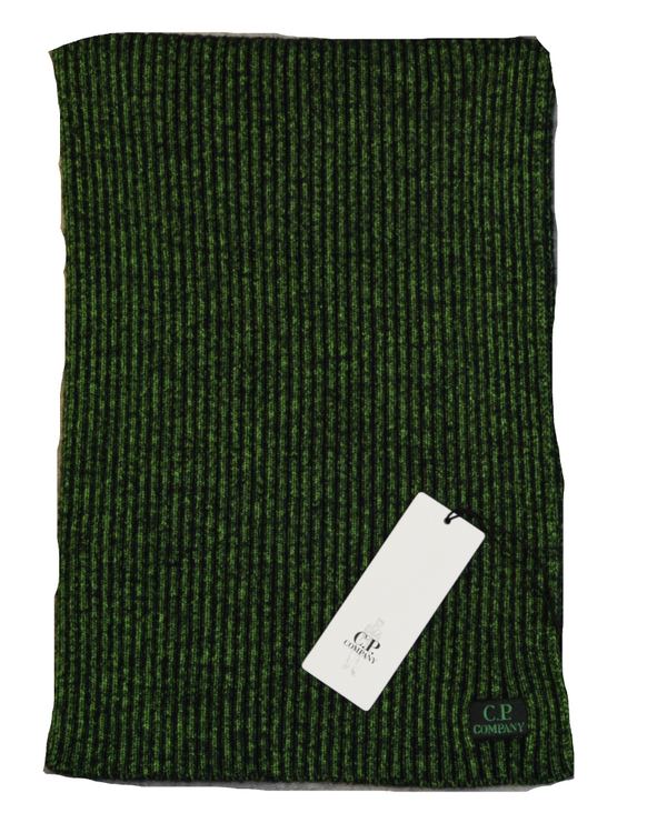 C.P. Company Ribbed Knit Scarf Green front view