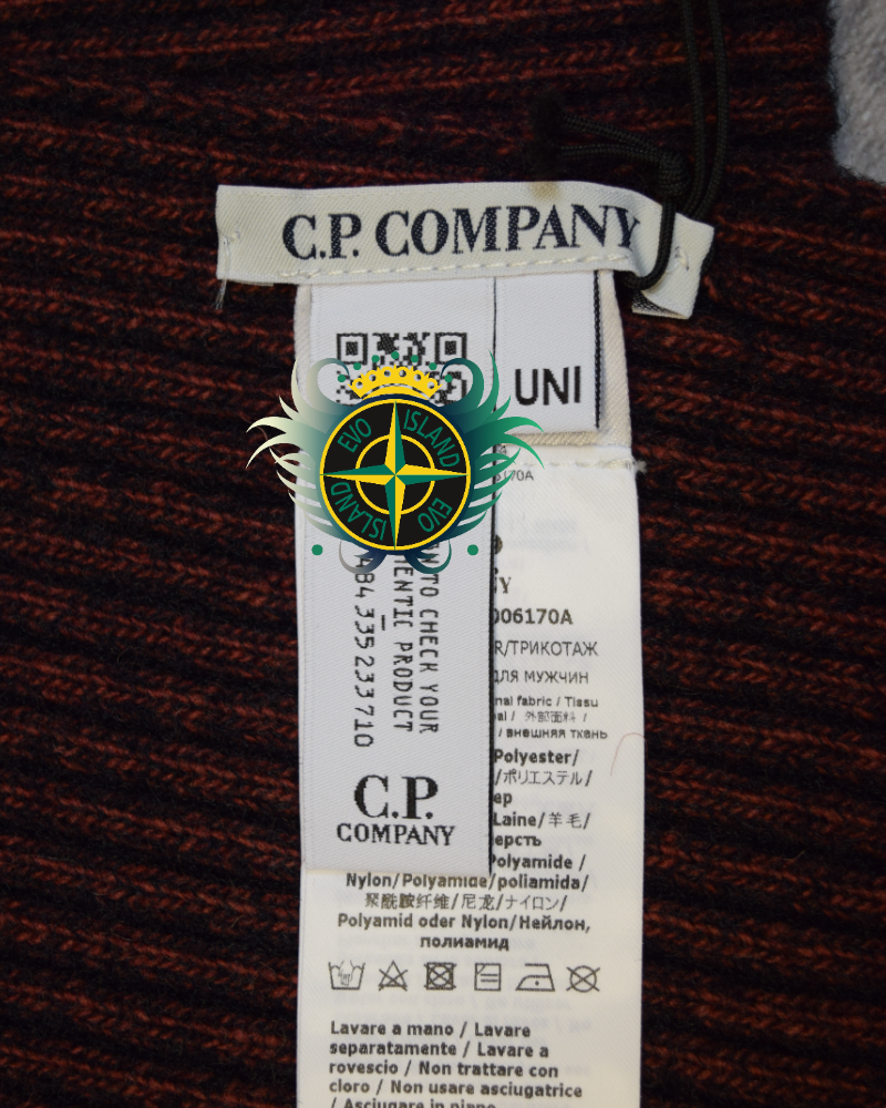 C.P. Company Ribbed Knit Scarf Red detail view