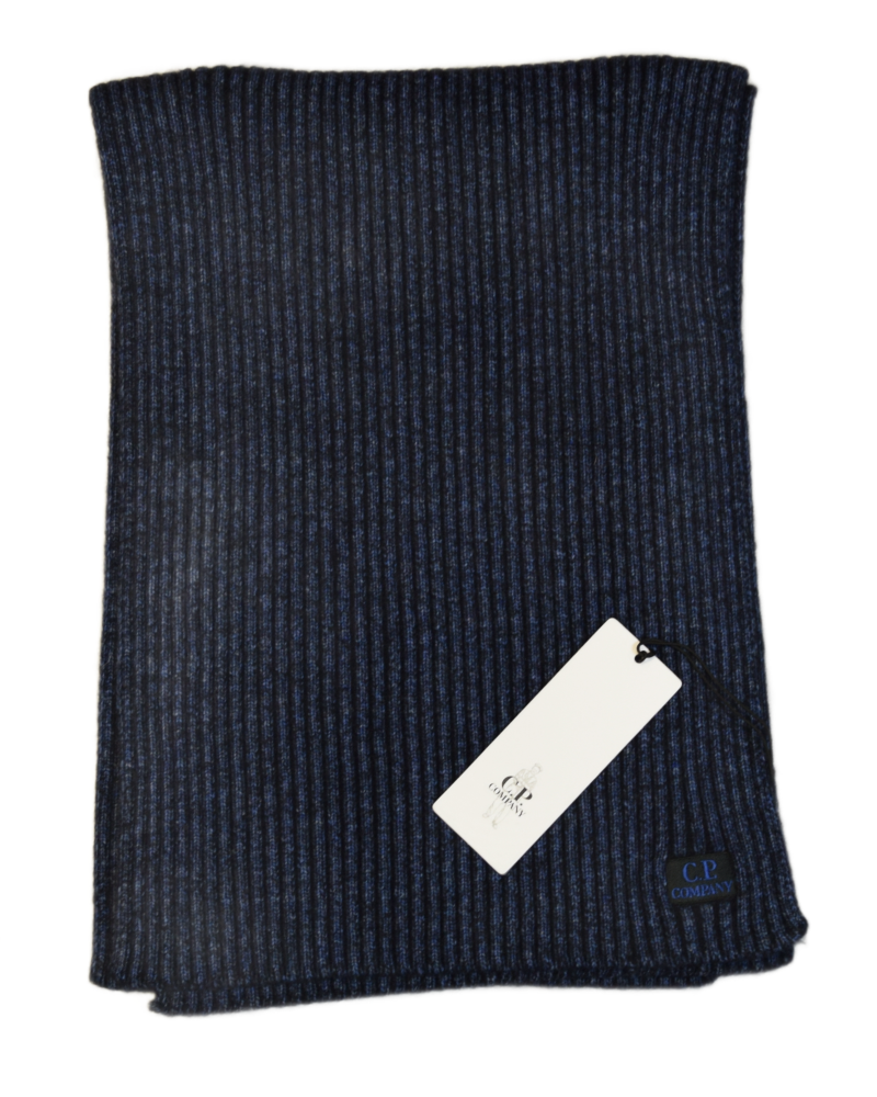C.P. Company Ribbed Knit Scarf Blue front view