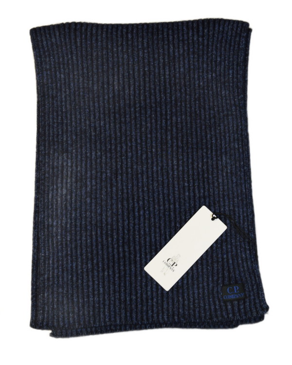 C.P. Company Ribbed Knit Scarf Blue front view