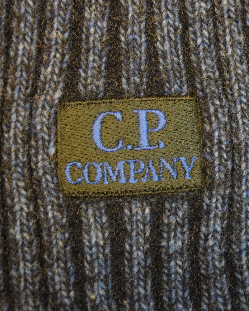 C.P. Company Ribbed Knit Scarf Blue detail view