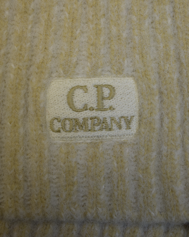 C.P. Company Ribbed Knit Scarf Beige detail view