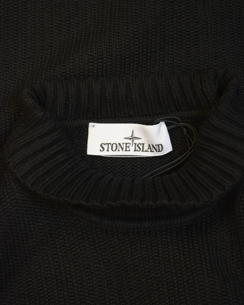 Stone Island High Neck Heavy Knit Sweatshirt Black detail view