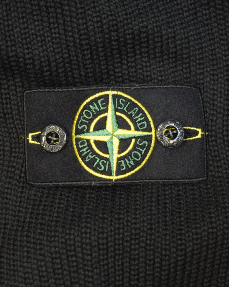 Stone Island High Neck Heavy Knit Sweatshirt Black detail view