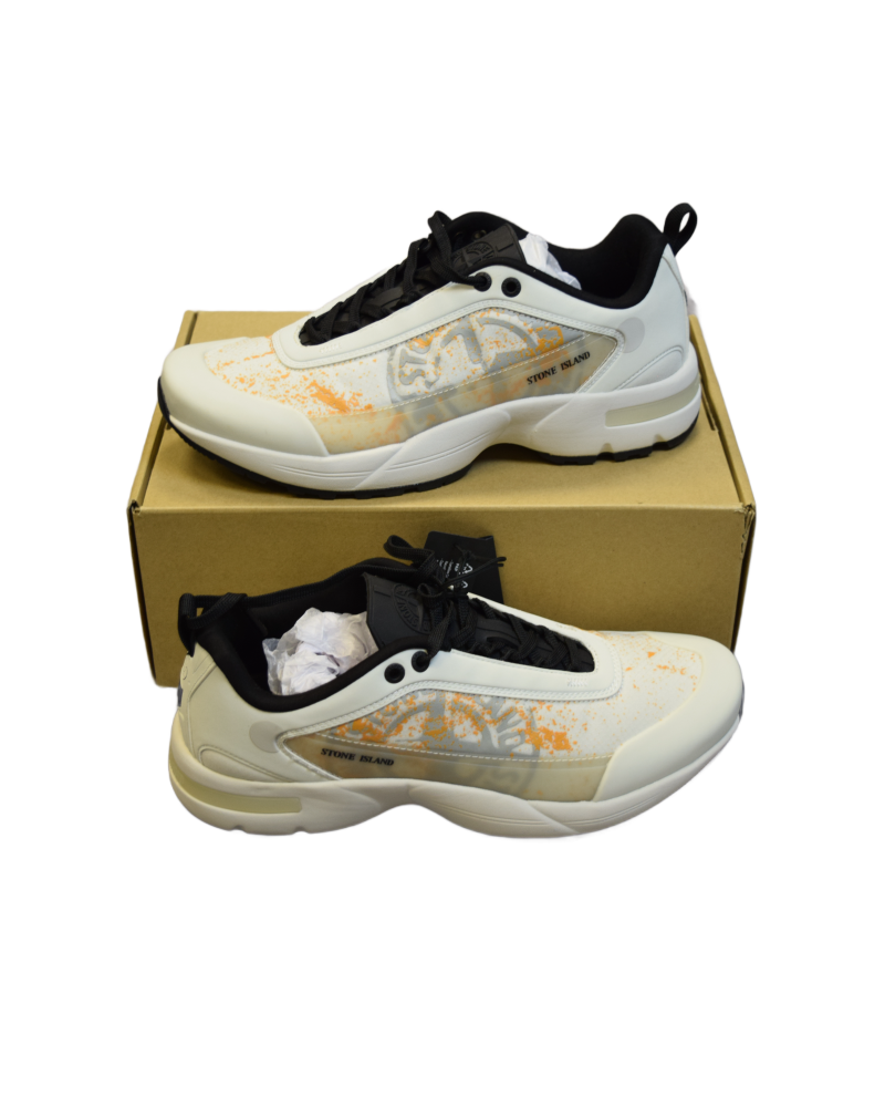 Stone Island Grime Panneled Trainers White front view