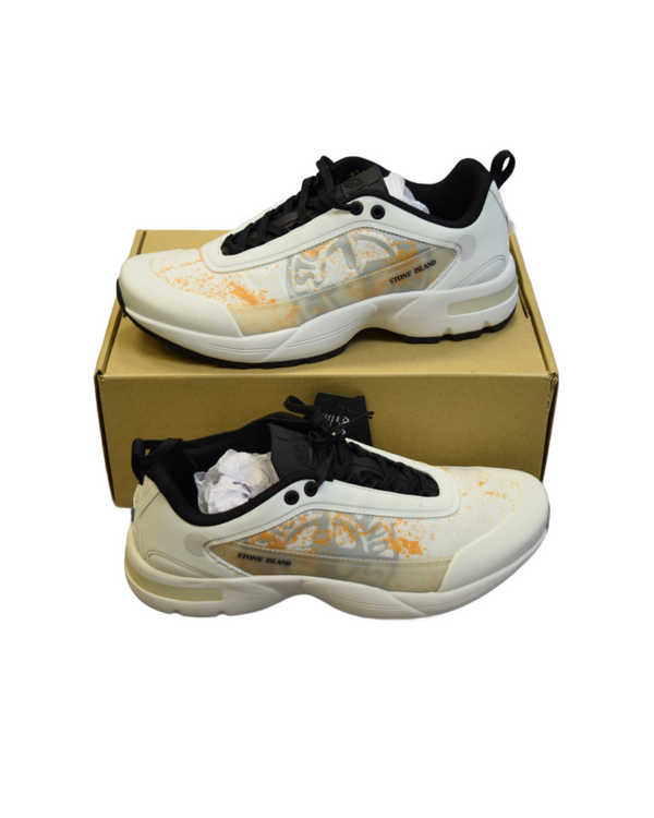 Stone Island Grime Panneled Trainers White front view