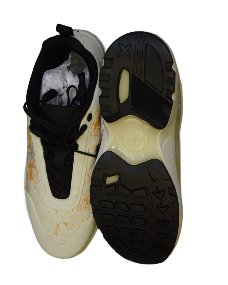 Stone Island Grime Panneled Trainers White detail view