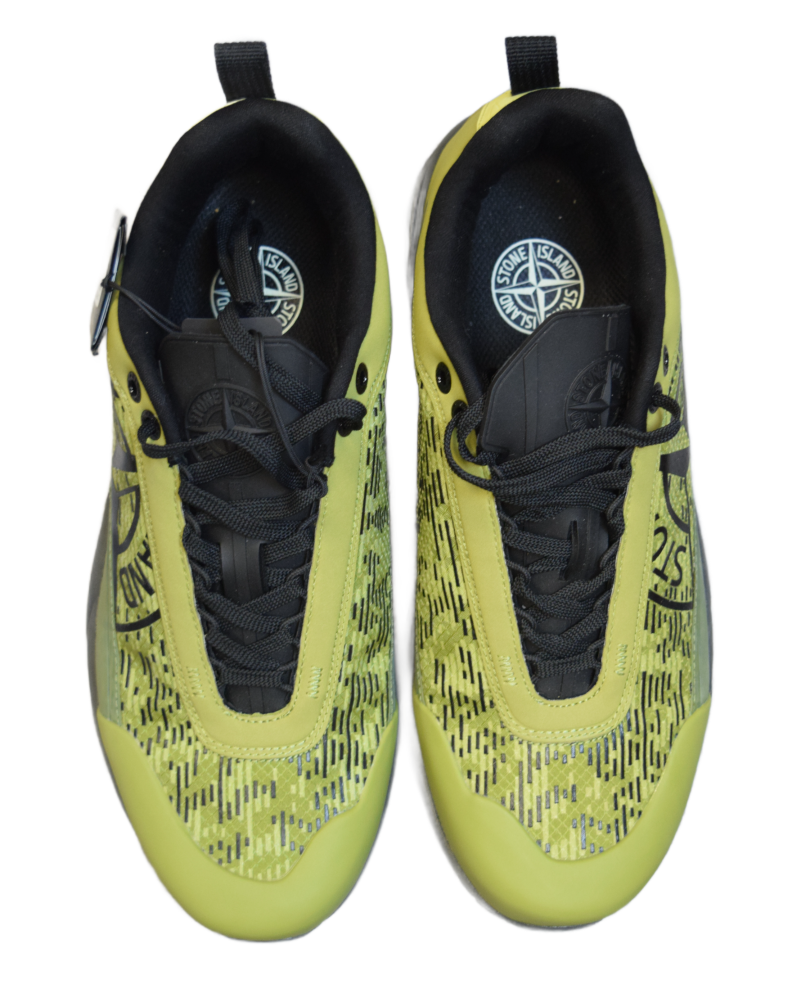 Stone Island Grime Paneled Trainers  Green back view