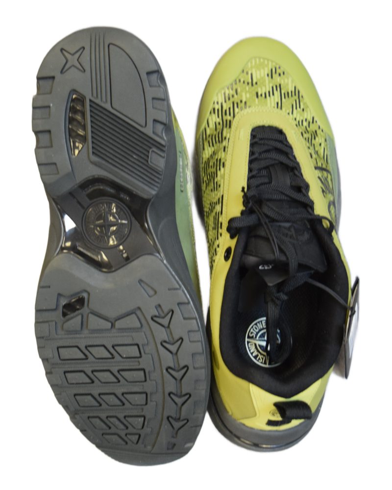 Stone Island Grime Paneled Trainers  Green detail view