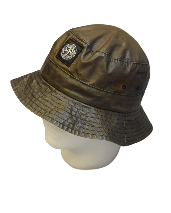 Stone Island X Supreme Heat Reactive Bucket Hat Green/ Yellow front view
