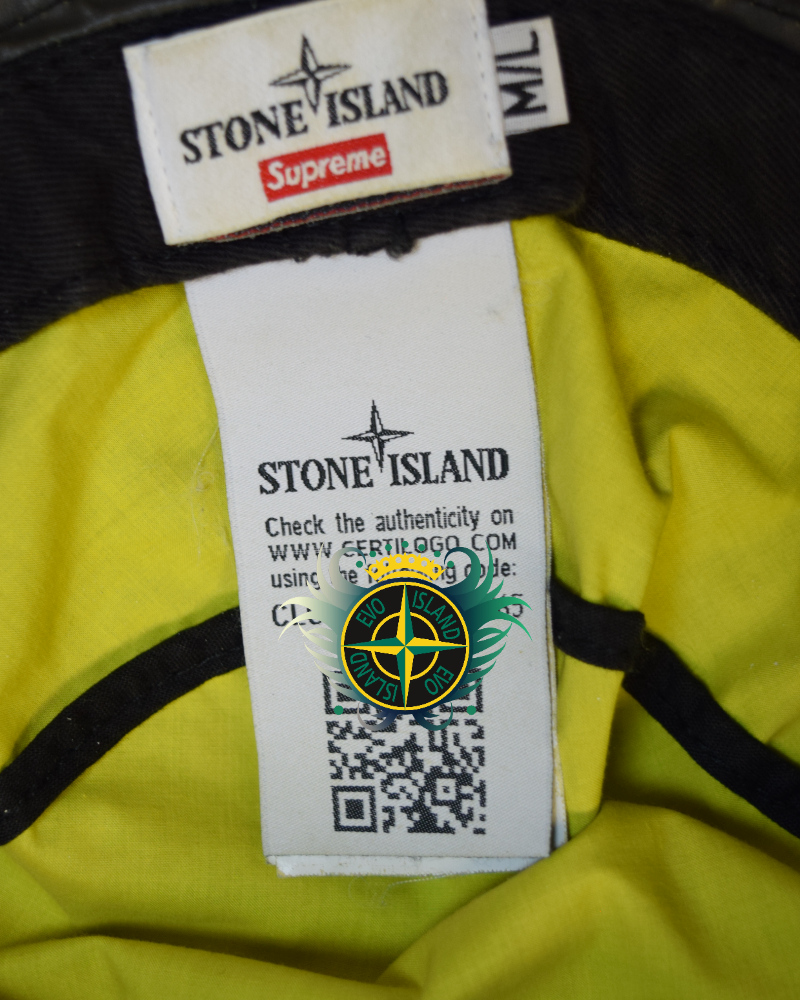 Stone Island X Supreme Heat Reactive Bucket Hat Green/ Yellow detail view