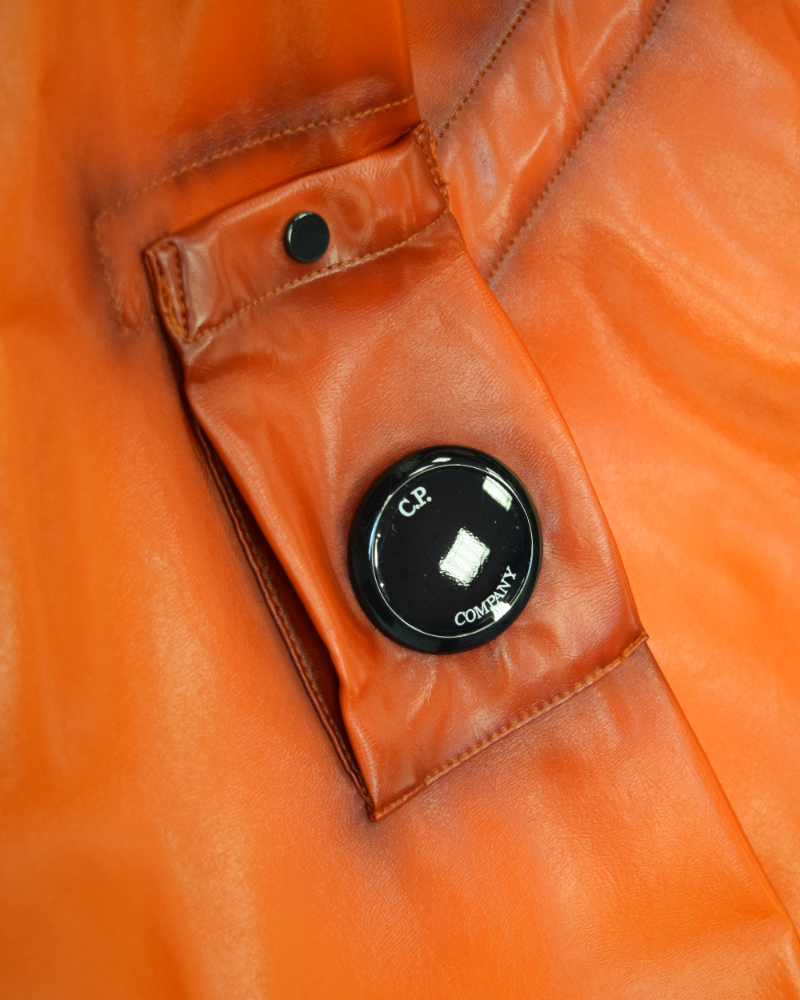 C.P Company Garment Dyed Bi-Film Long Jacket Orange detail view