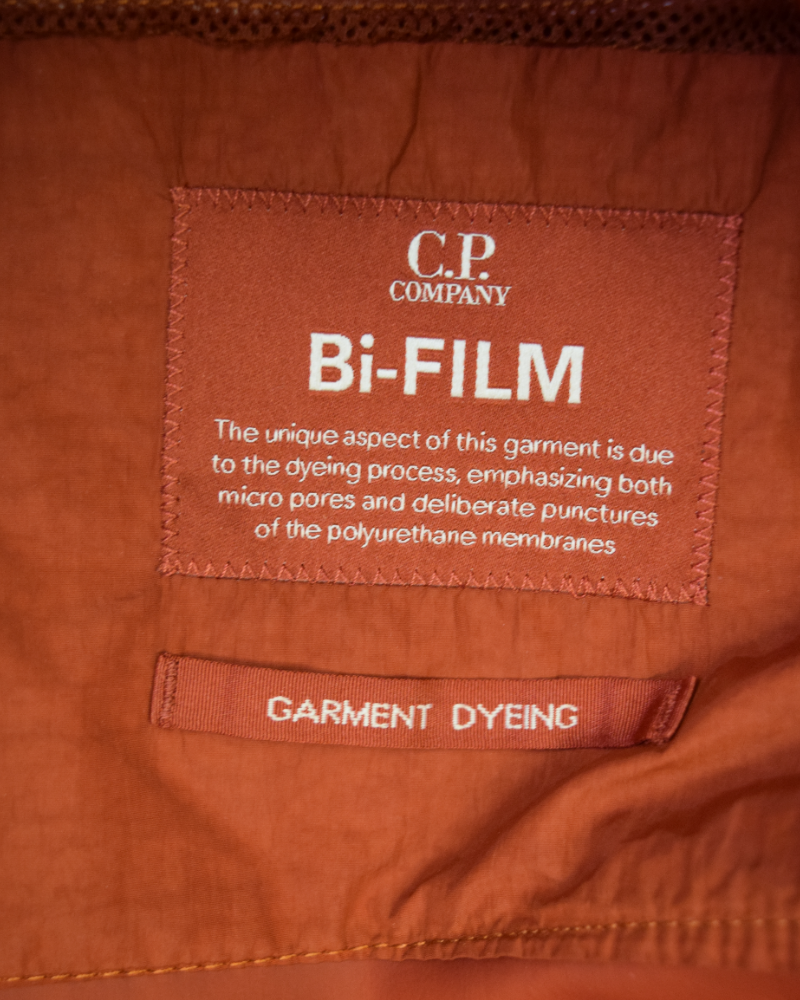 C.P Company Garment Dyed Bi-Film Long Jacket Orange detail view