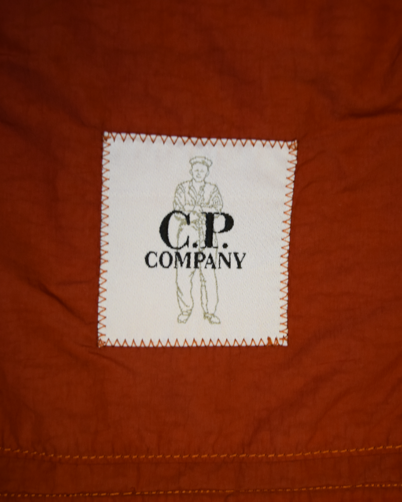 C.P Company Garment Dyed Bi-Film Long Jacket Orange detail view