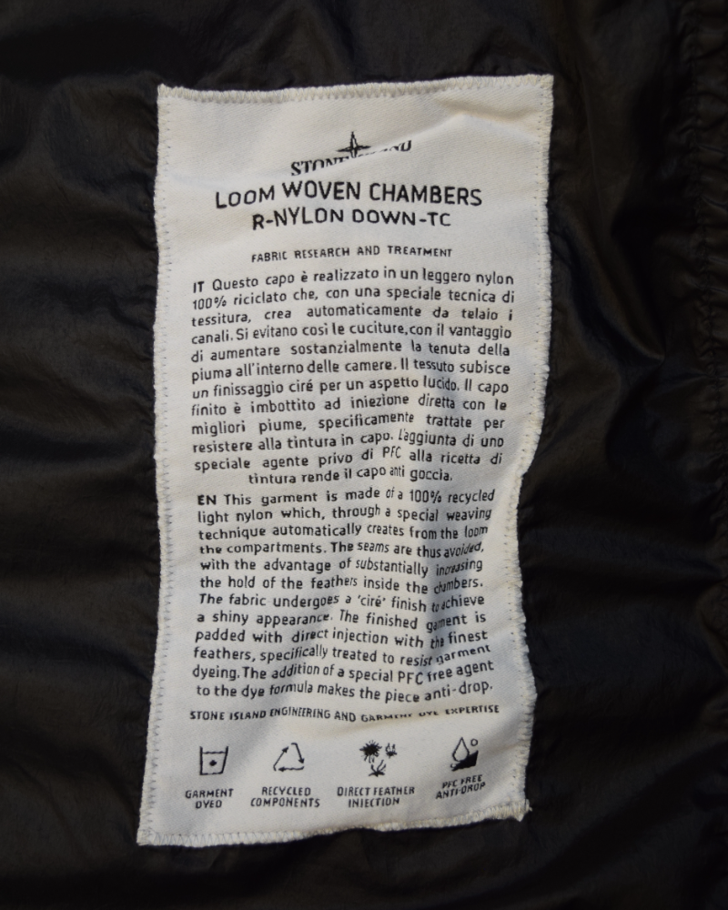 Stone Island Loom Woven R-Nylon Down TC Jacket Black detail view