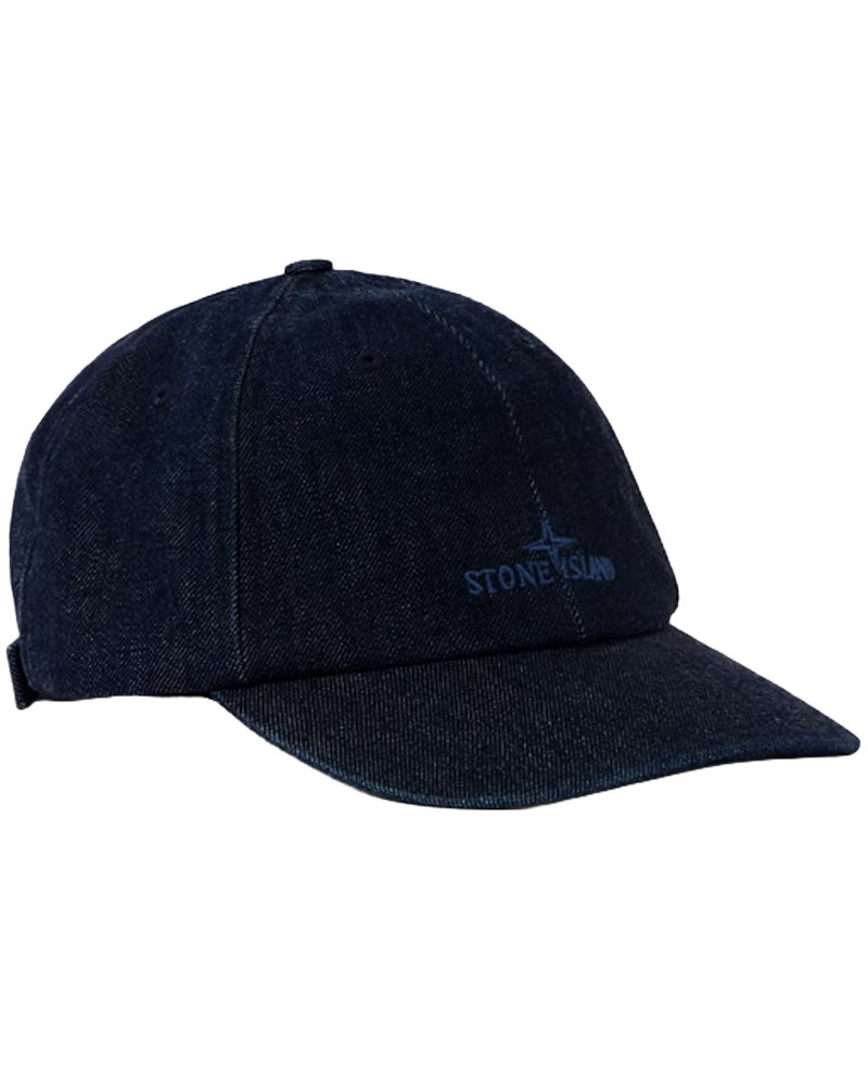 Stone Island Indigo Denim-Rinsed Baseball Cap with Embroidered Logo Blue Rinse