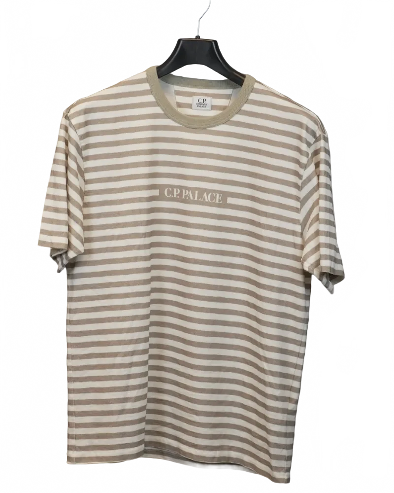 C. P Palace x Palace Open End Jersey Print T- Shirt Striped Brown front view